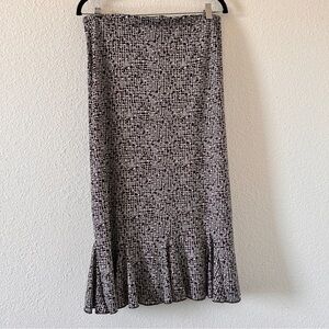 Hypnotize Midi Tiered Skirt Women’s Large Geometric Print Modest Church Brunch